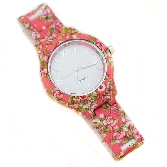 Geneva Accessories - Geneva Pink Floral Quartz Watch